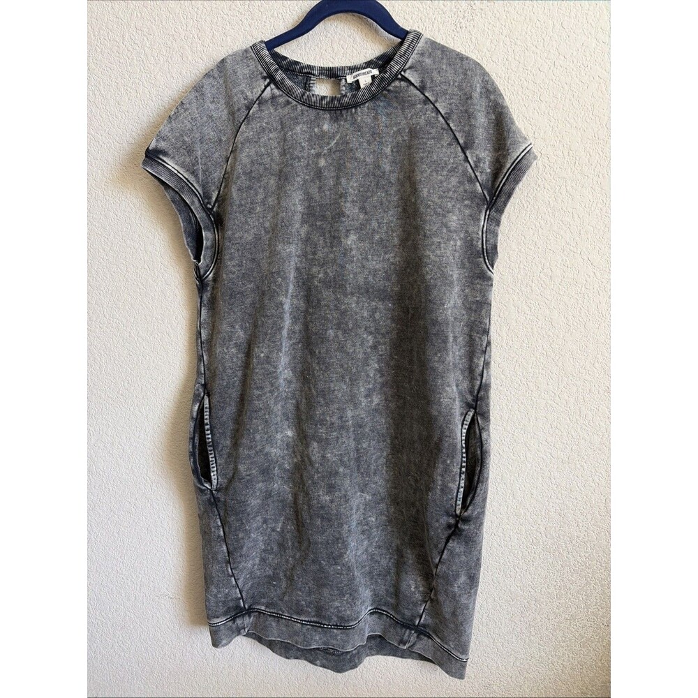Acid Wash Sweater Shirt Dress Distressed L Pockets Grunge Rock punk Goth Baddie